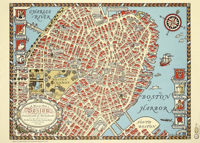 Old Boston Map Flat Wrap