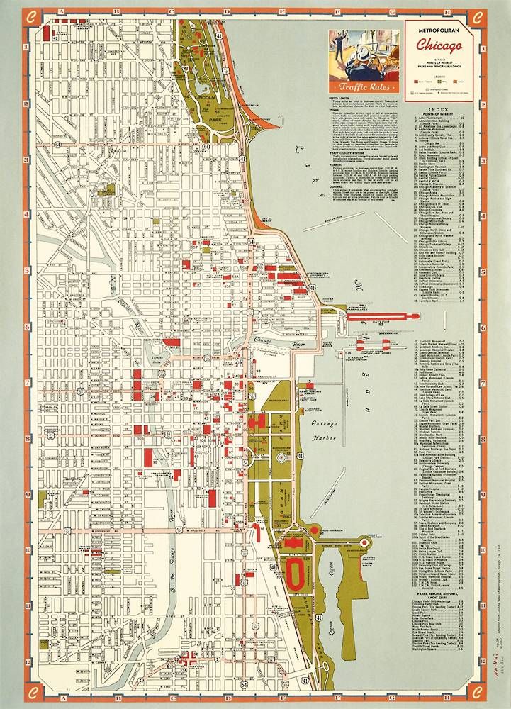 Chicago Points of Interest Map Flat Wrap