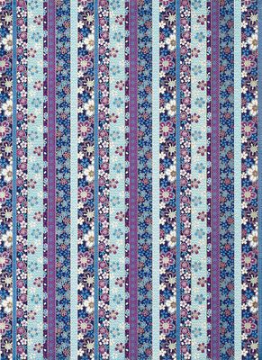 Yuzen Purple Blue Floral Handmade Paper
