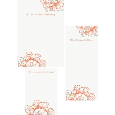 Cottage Bloom Papaya Mixed Personalized Note Pads