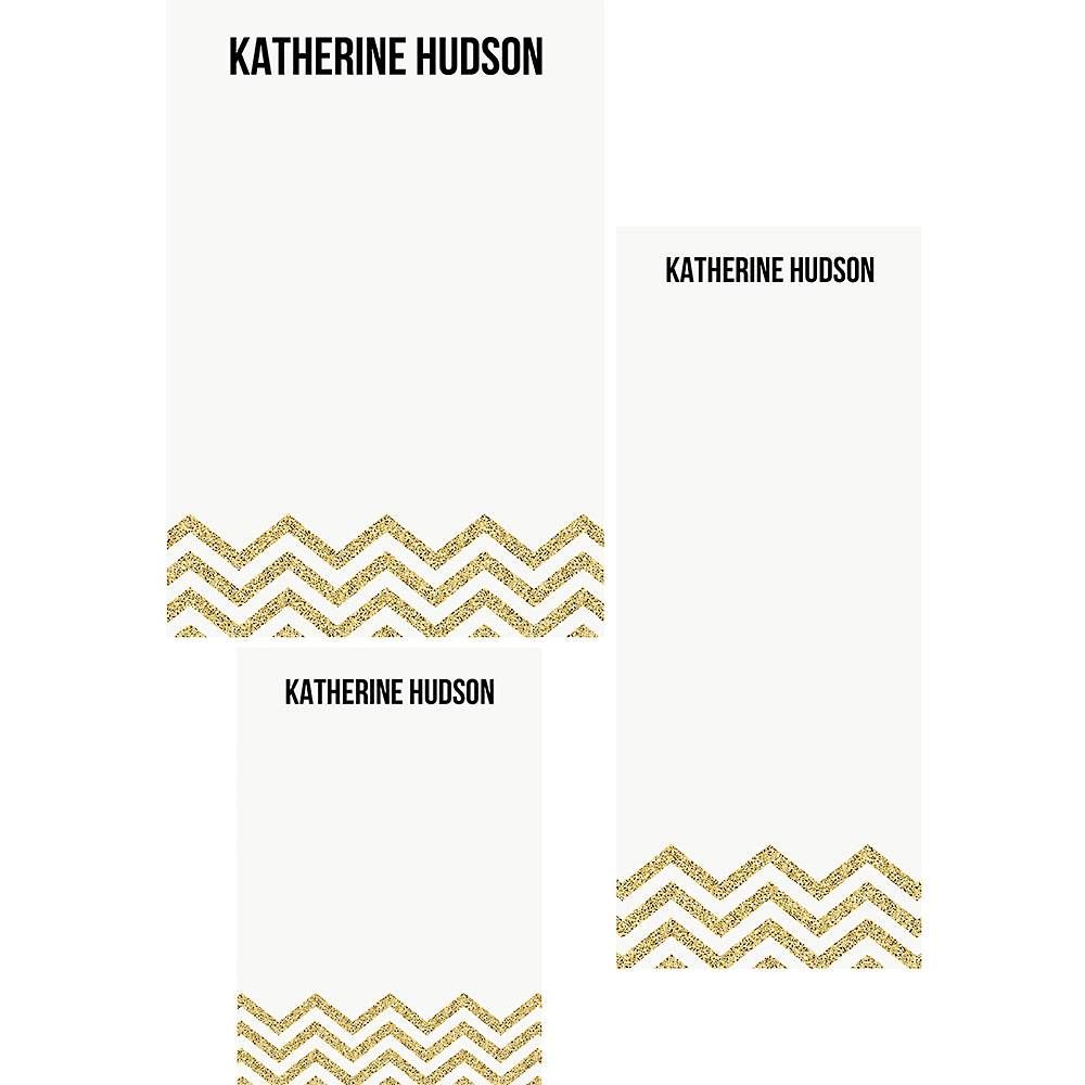 Gold Glitter Chevron Mixed Personalized Note Pads