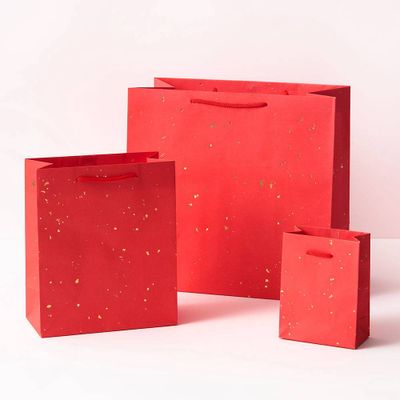 Gold Fleck On Red Gift Bags
