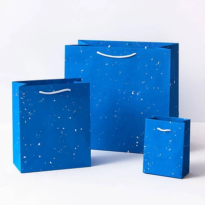 Silver Fleck On Blue Gift Bags