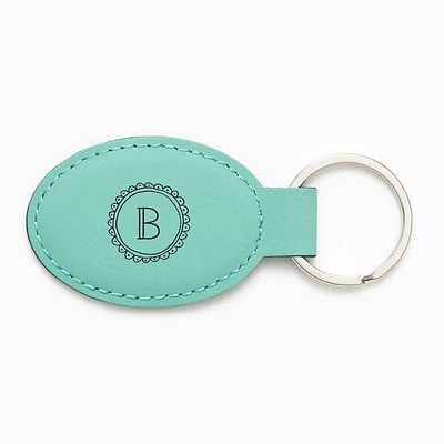 Hand Drawn Scallop Teal Key Fob