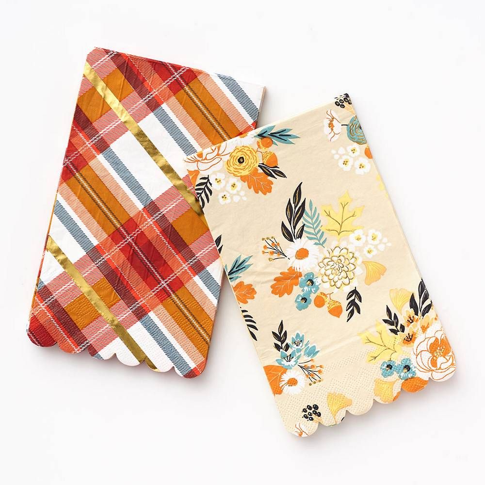 Fall Plaid & Floral Guest Napkins