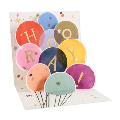Popup Hooray Balloons Birthday Card