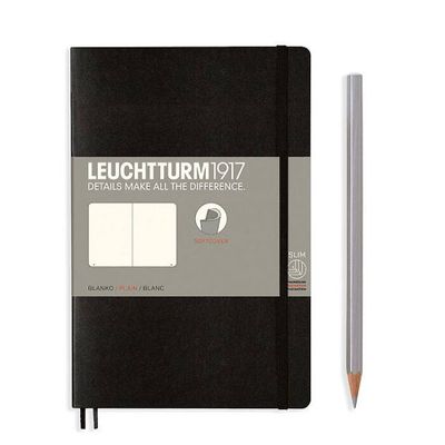 Leuchtturm Black Unlined Softcover Paperback Notebook