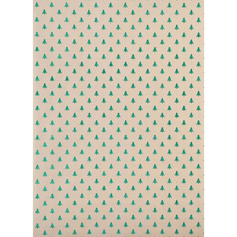 Green Glitter Tree Wrapping Paper
