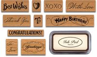 Greetings Rubber Stamp Set with Ink Pad