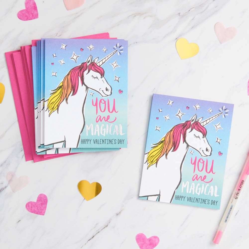 Foil Magical Unicorn Valentine Card