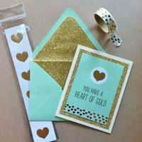 Gold Foil Heart Circle Stickers