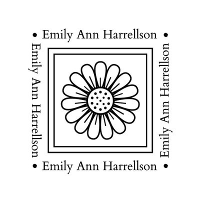 Flower Square Text Custom Stamp