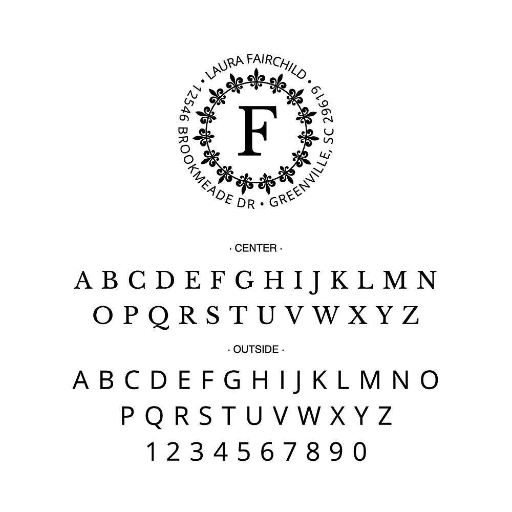Fleur-de-Lis Circle Custom Stamp