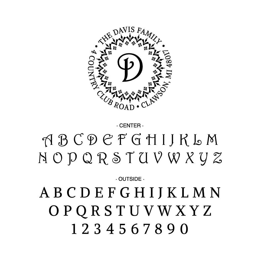 Monogram Diamond Circle Custom Stamp