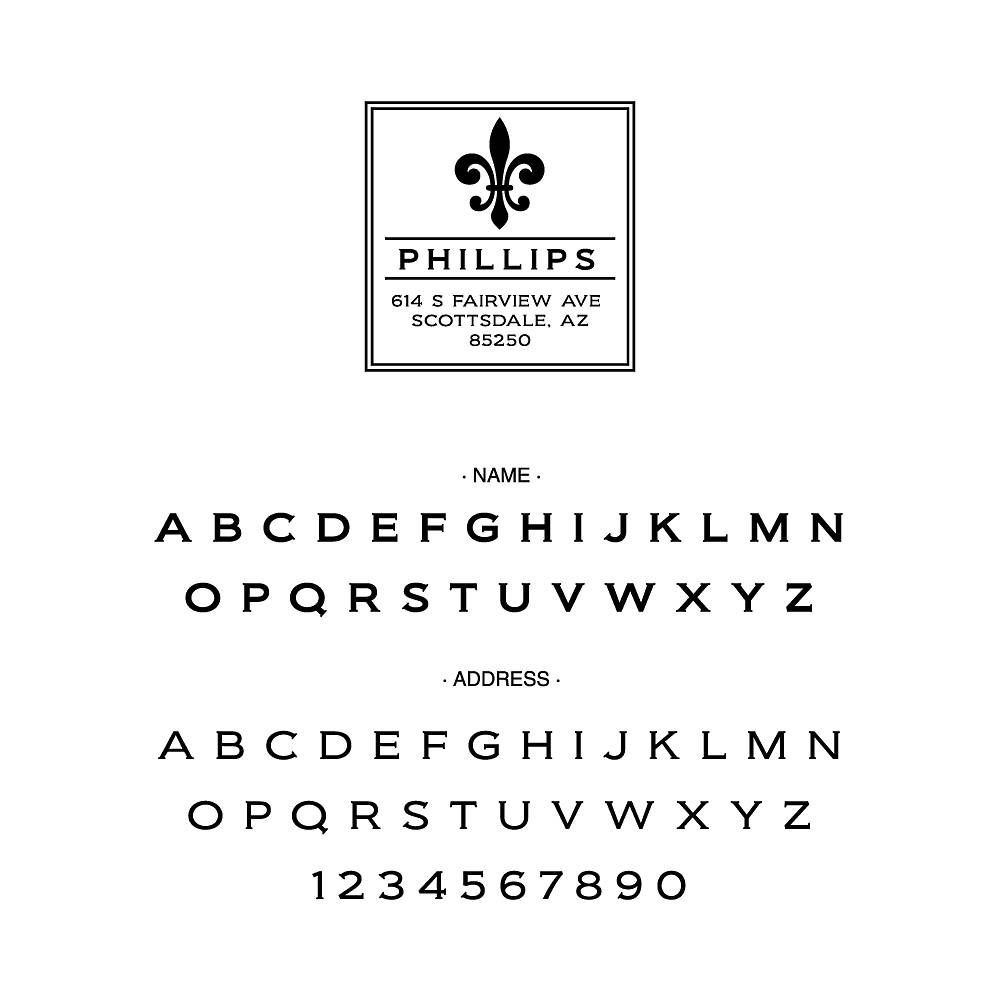 Fleur-de-lis Text Custom Stamp
