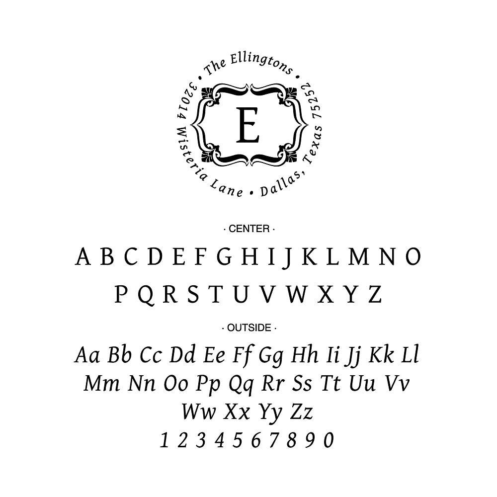 Monogram Corner Flower Custom Stamp