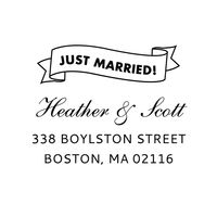 Just Married Bistro Banner Custom Stamp