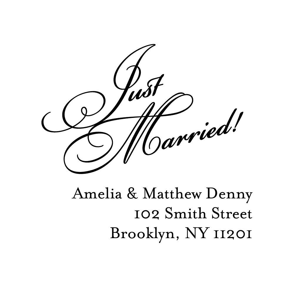 Just Married Diagonal Script Custom Stamp