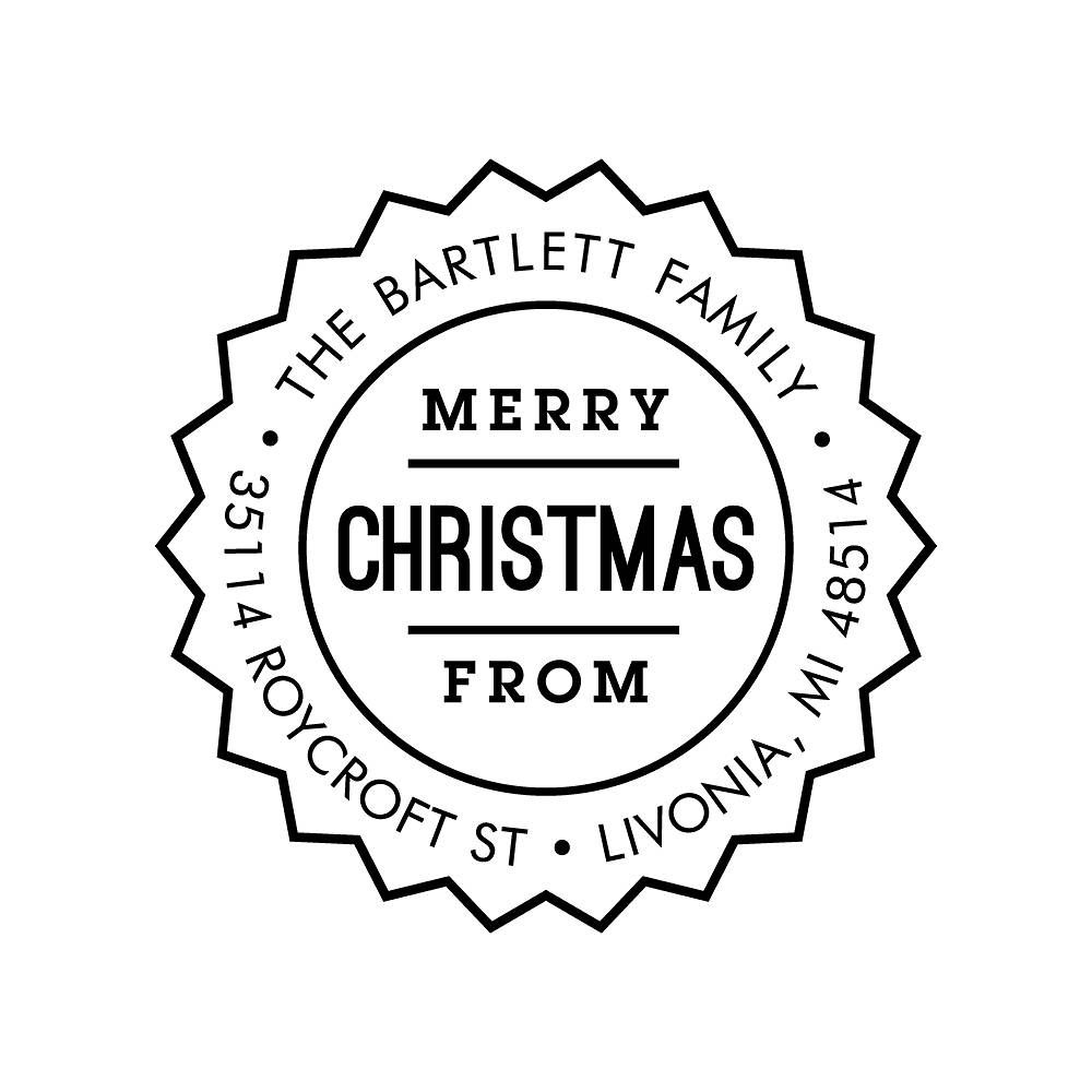 Merry Christmas Label Custom Stamp