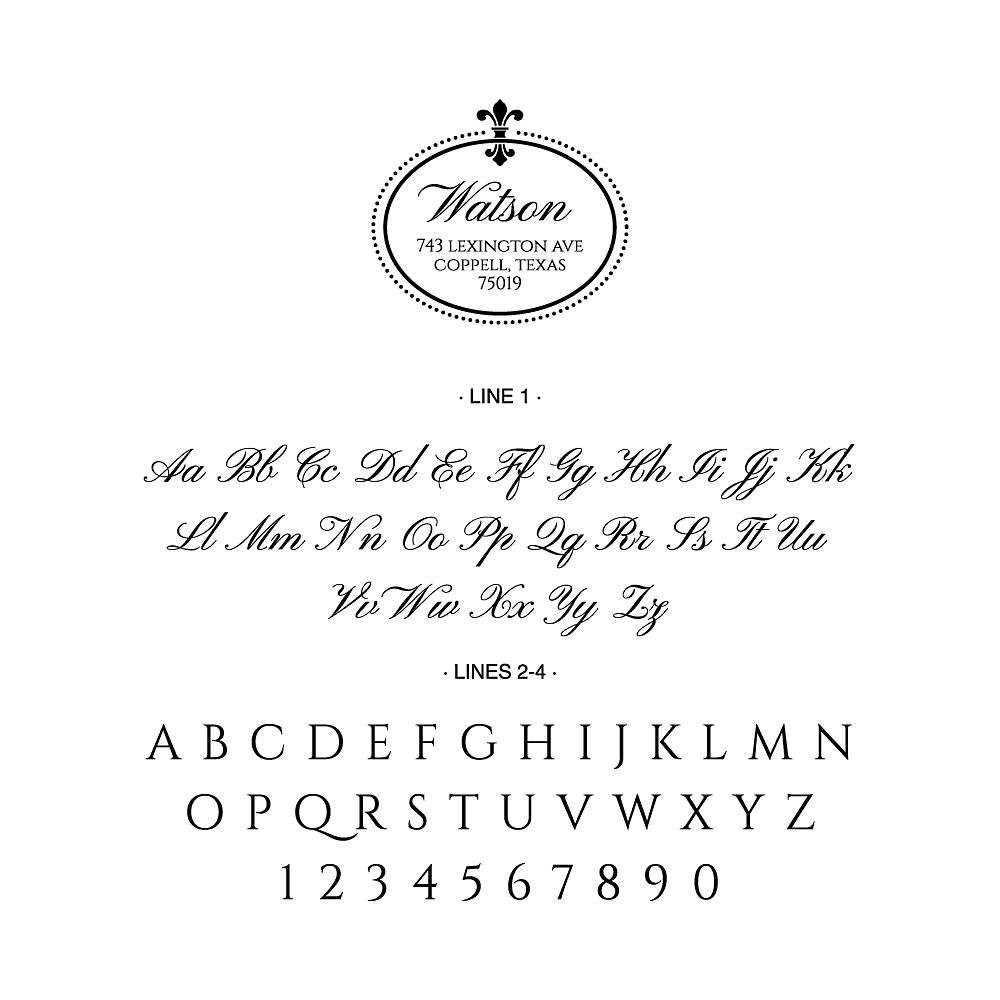 Fleur De Lis Dot Border Custom Stamp