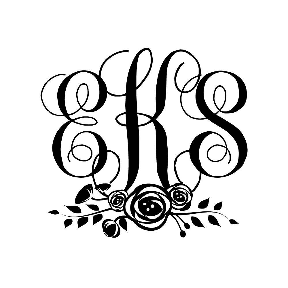 Script Monogram Floral Custom Stamp