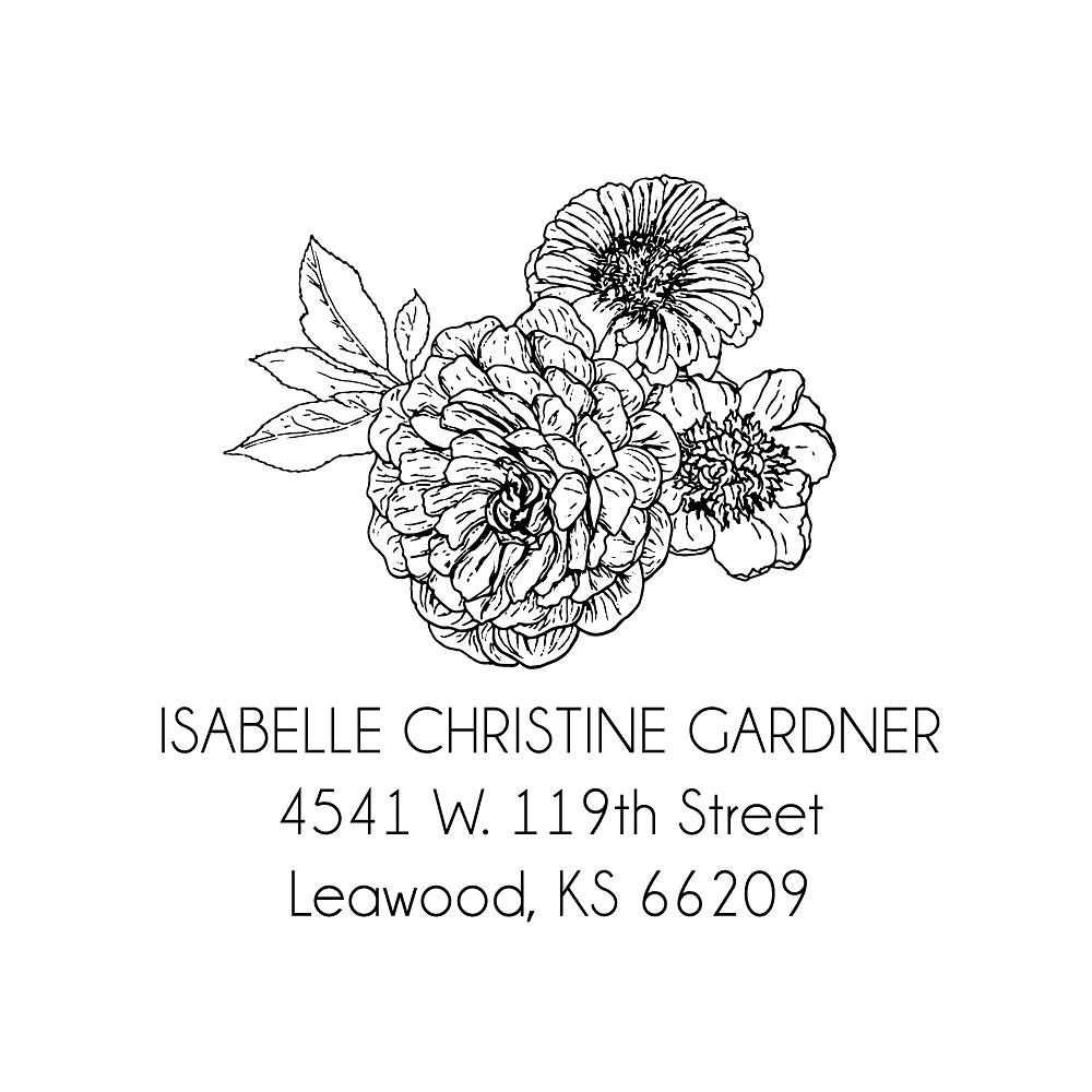 Linework Floral Custom Stamp