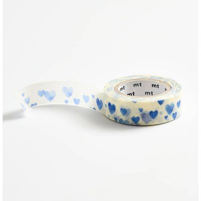 Blue Watercolor Heart Washi Tape