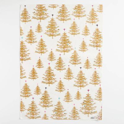 Gold Glitter Christmas Trees Flat Wrap