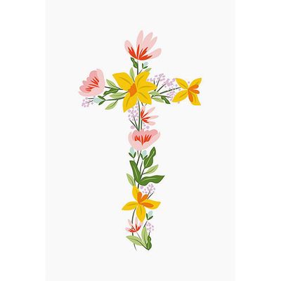 Floral Cross Greeting Card