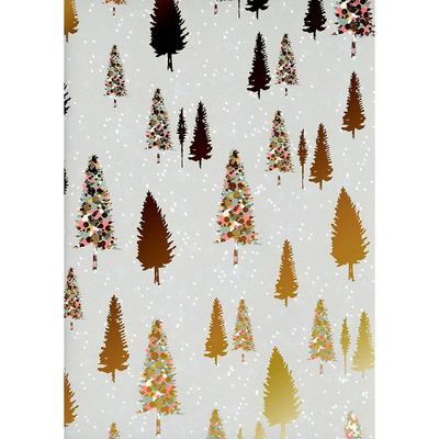 Gold Foil Christmas Tree On Grey Flat Wrap