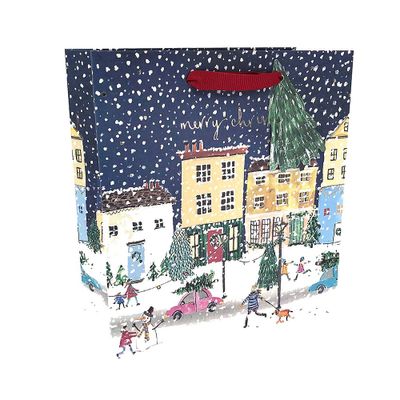 Festive Snowy Street Medium Gift Bag