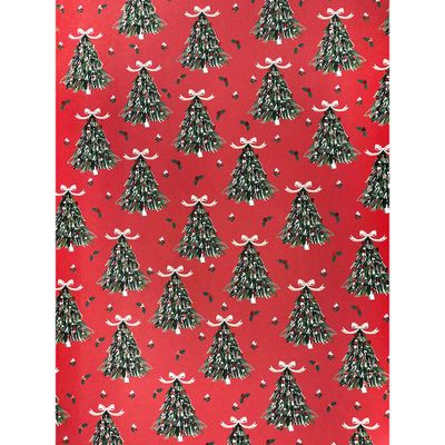 Christmas Trees On Red Flat Wrap