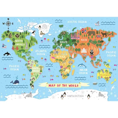 Kid's Map Of The World Flat Wrap