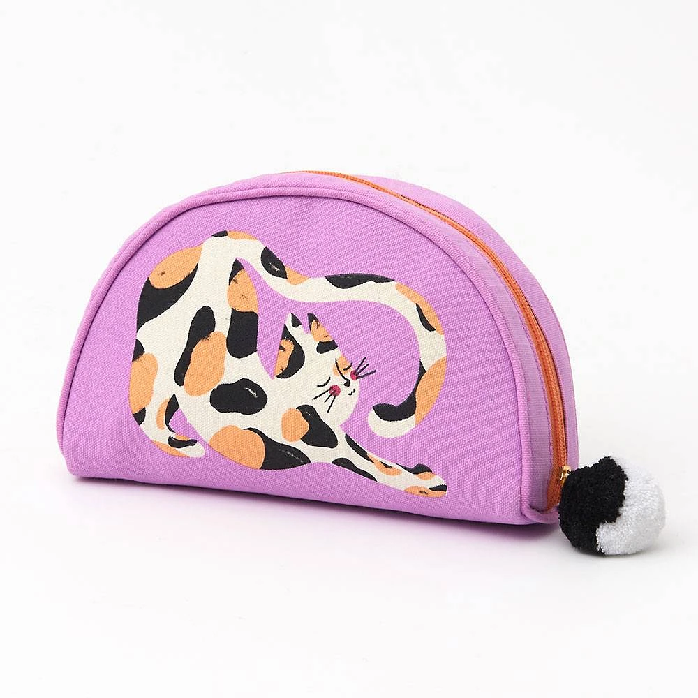 Stretching Cat Half Moon Pouch