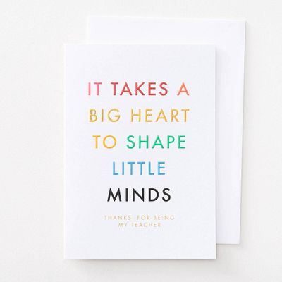 Big Hearts Little Minds Teacher Thank You Card