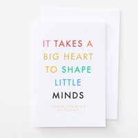 Big Hearts Little Minds Teacher Thank You Card