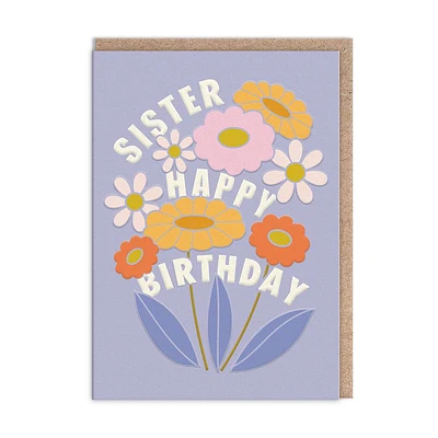 Sister Flowers Birthday Card