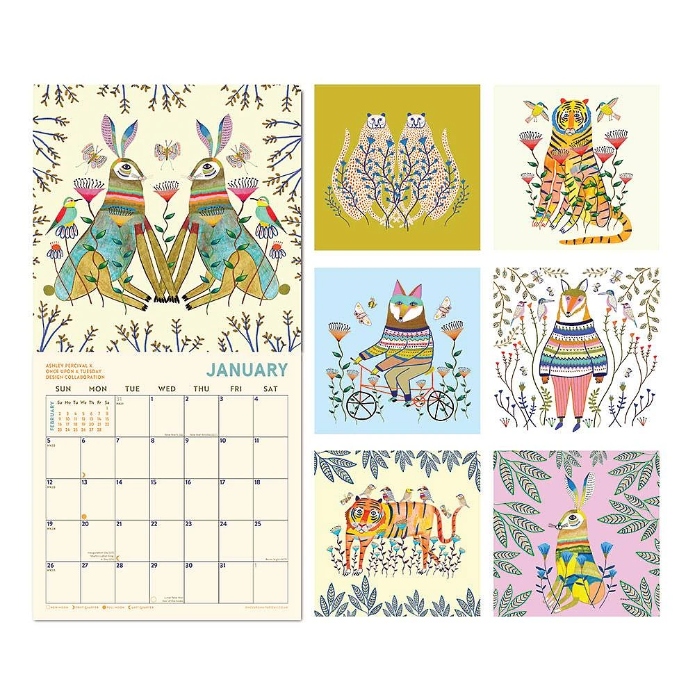 2025 Folk Art Animals Wall Calendar