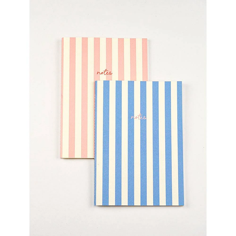 Handmade Striped Notebook Pack of 2 - Blue/Pink