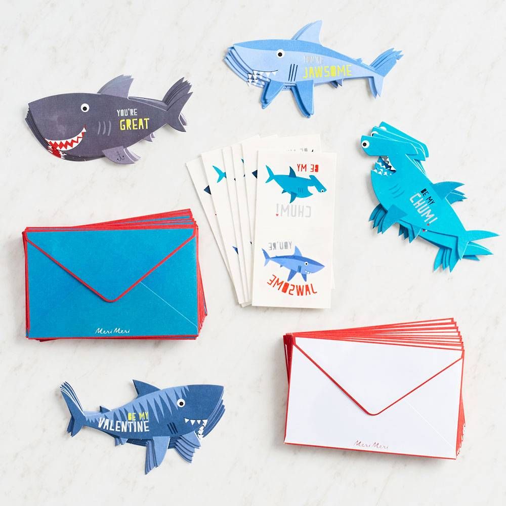 Shark Love Valentine's Card Set