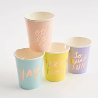 Rose Gold Typographic Party Cups