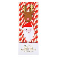 Santa and Reindeer Christmas Straws