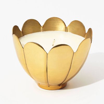 Metallic Gold Flower Candle
