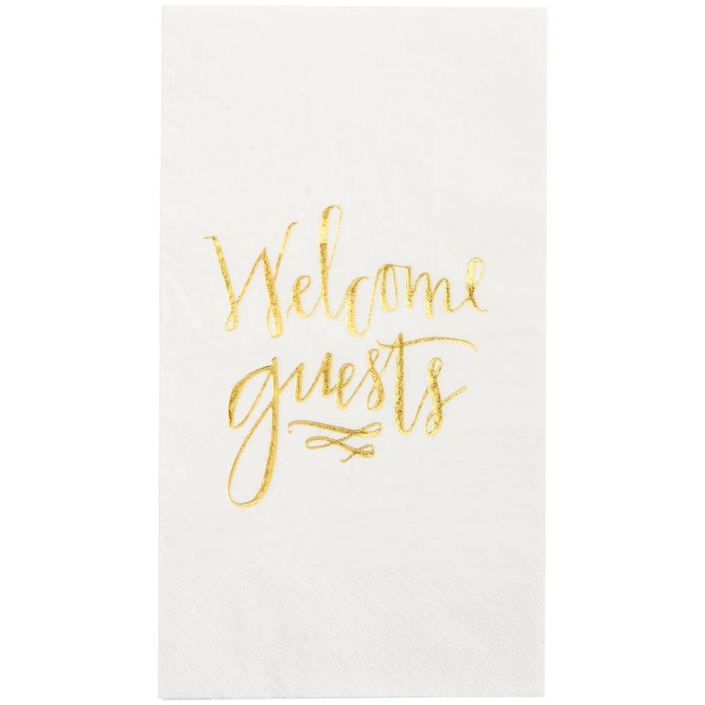 Welcome Guests Gold Guest Towel