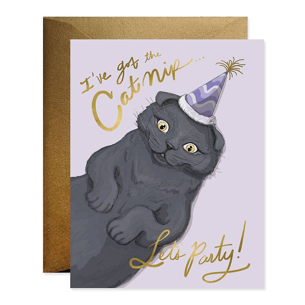 Catnip Party Time Birthday Card