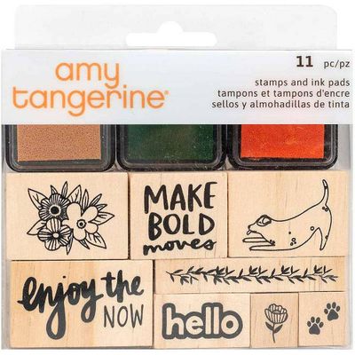 Amy Tangerine Stamp & Ink Pad Set