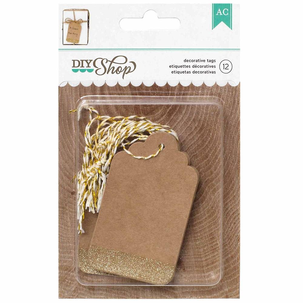 Kraft Gold Glitter Gift Tags