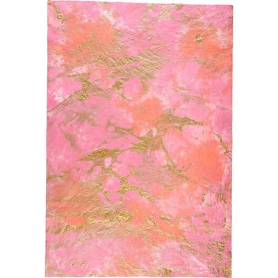 Hot Pink with Gold Marbling Handmade Paper