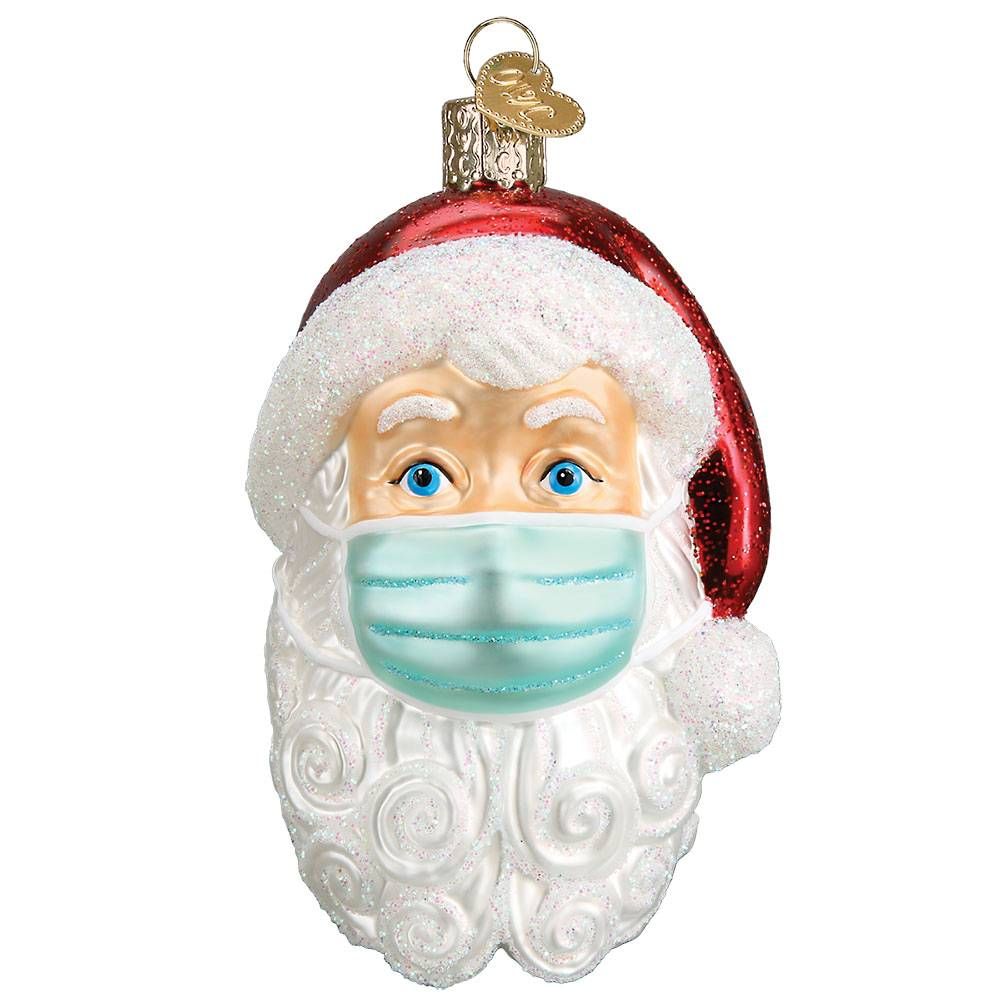 Santa in Face Mask Ornament