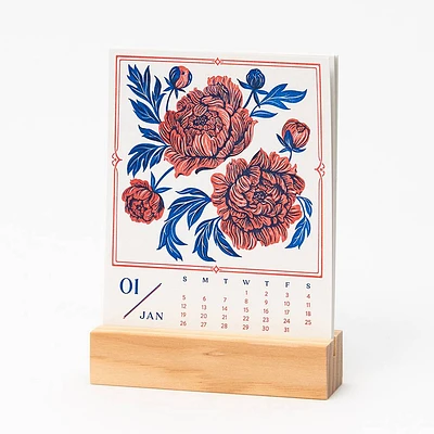 2025 Floral Letterpress Desktop Calendar